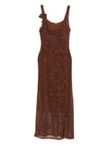 Cult Gaia Pemma Knitted Maxi Dress — Brown — Size XS — Front View