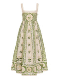 Agua By Agua Bendita Barbara Wild Midi Dress — White/ Green — Size XS — Front View
