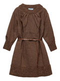 Prada Mouline Wool Mini Dress — Brown — Size XS — Front View