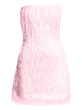 Rachel Gilbert Fringe Strapless Mini Dress — Pink — Size XXL — Front View