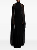 Ralph Lauren Collection High Neck Cape Maxi Dress — Black — Size S — Front View