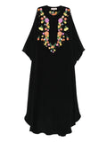 Pucci Floral Embroidered Maxi Dress — Black/ Red — Size L — Front View