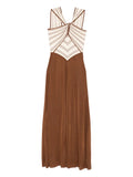 Zimmermann Cross Front Striped Dress — Brown — Size XS — Front View