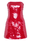 Paris Georgia Mermaid Sequin Strapless Mini Dress — Red — Size XS — Front View