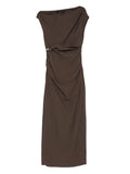 Sir Sol Off Shoulder Maxi Dress — Brown — Size S — Front View