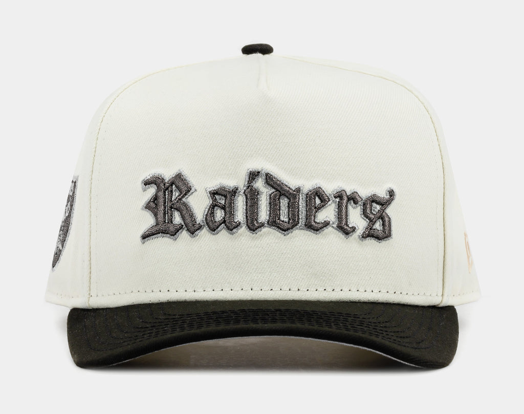 Exclusive Shoe Palace Exclusive Las Vegas Raiders Chrome 950AF Snapback Mens Hat (Beige/Black) — OS — Front View