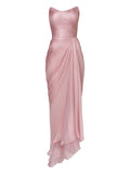 Iris Serban Draped Strapless Dress — Pink — Size XS — Front View