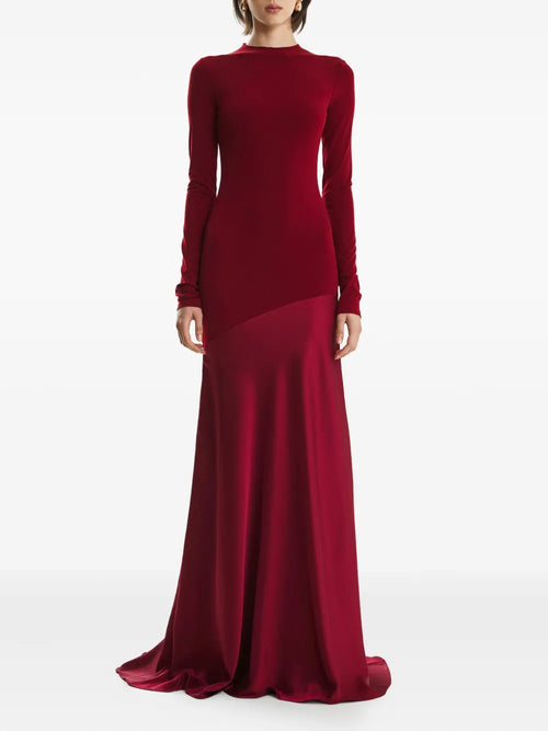 2310 Studio Long Sleeve Flared Maxi Dress — Red — Size S — Front View