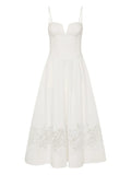 Rebecca Vallance Montreux Lace Midi Dress — White — Size XS — Front View