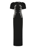 Rebecca Vallance Zephyr Puff Sleeve Maxi Dress — Black — Size XS — Front View