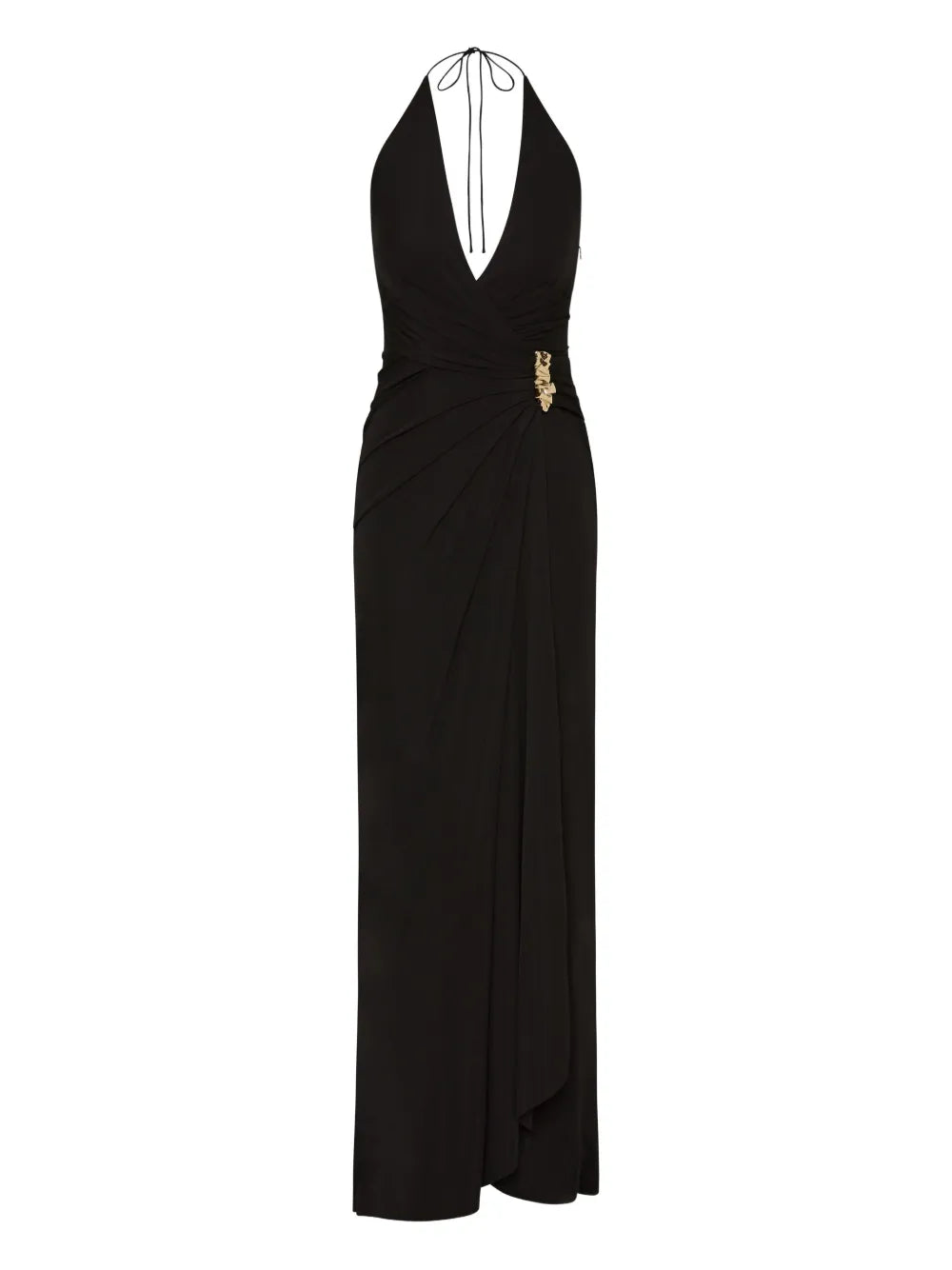 Rebecca Vallance Zaley Halter Embellished Maxi Dress — Black — Size XS — Front View