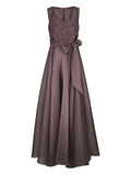 Talbot Runhof Embellished Tie Maxi Dress — Brown — Size XS — Front View