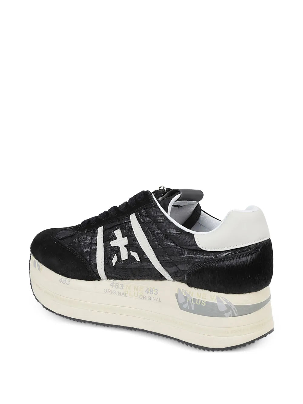 Premiata Platform Logo-Detail — Black — Size US M 3.5 - US W 5 — Top View