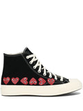 Comme Des Gar ns Play x Converse Heart-Print High-Top Trainers — Black — Size US M 3.5 - US W 5 — Front View