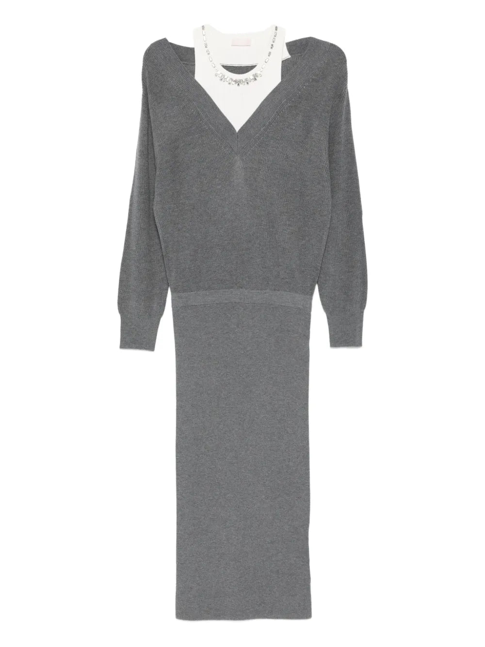Liu Jo V Neck Knitted Dress — Grey — Size XS — Front View