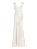 Jenny Packham Collette Beaded Bow Detail Maxi Dress — White — Size XS — Front View