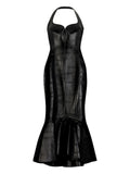 Roberto Cavalli Leather Midi Dress — Black — Size S — Front View