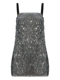 Dolce Gabbana Beaded Strap Dress — Silver — Size XS — Front View