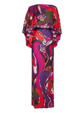 Pucci Orchidee Print Cape Detail Maxi Dress — Red — Size S — Front View