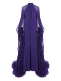 Taller Marmo Feathered Eterea Maxi Gown — Red — Size XS — Front View