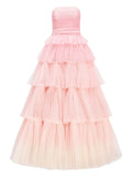 Jenny Packham Adore Tiered Bow Gown — Red/ Pink — Size XS — Front View