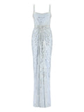 Jenny Packham Chrissy Embellished Dress — Blue — Size M — Front View