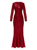 Self Portrait Cut Out Long Sleeved Dress — Red — Size XS — Front View