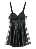 Adidas Faux Leather Dress — Black — Size XS — Front View