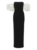 Rotate Birger Christensen Puff Sleeve Maxi Dress — Black — Size XS — Front View