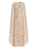 Jenny Packham Elio Sequin Embellished Maxi Dress — Beige — Size XS — Front View