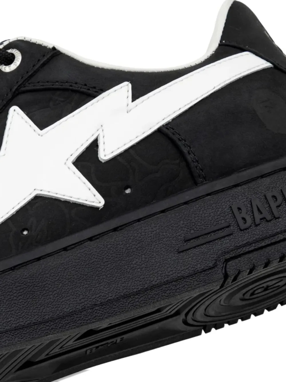 A Bathing Ape?Star-Appliqu?Sneakers — Black — Size US M 3.5 - US W 5 — Top View