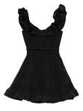 Zimmermann Pleated Frill Mini Dress — Black/ Red — Size XXL — Front View