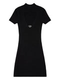 Diesel M Olympe Cut Out Plaque Dress — Black — Size XS — Front View