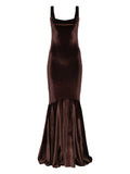 Atu Body Couture Velvet Texture Dress — Brown/ Red — Size XS — Front View