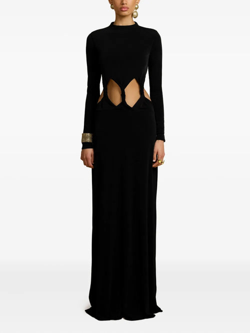Arcina Ori Gisella Cut Outs Maxi Dress — Black — Size XS — Front View