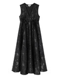 Ganni Floral Bow Midi Dress — Black — Size S — Front View