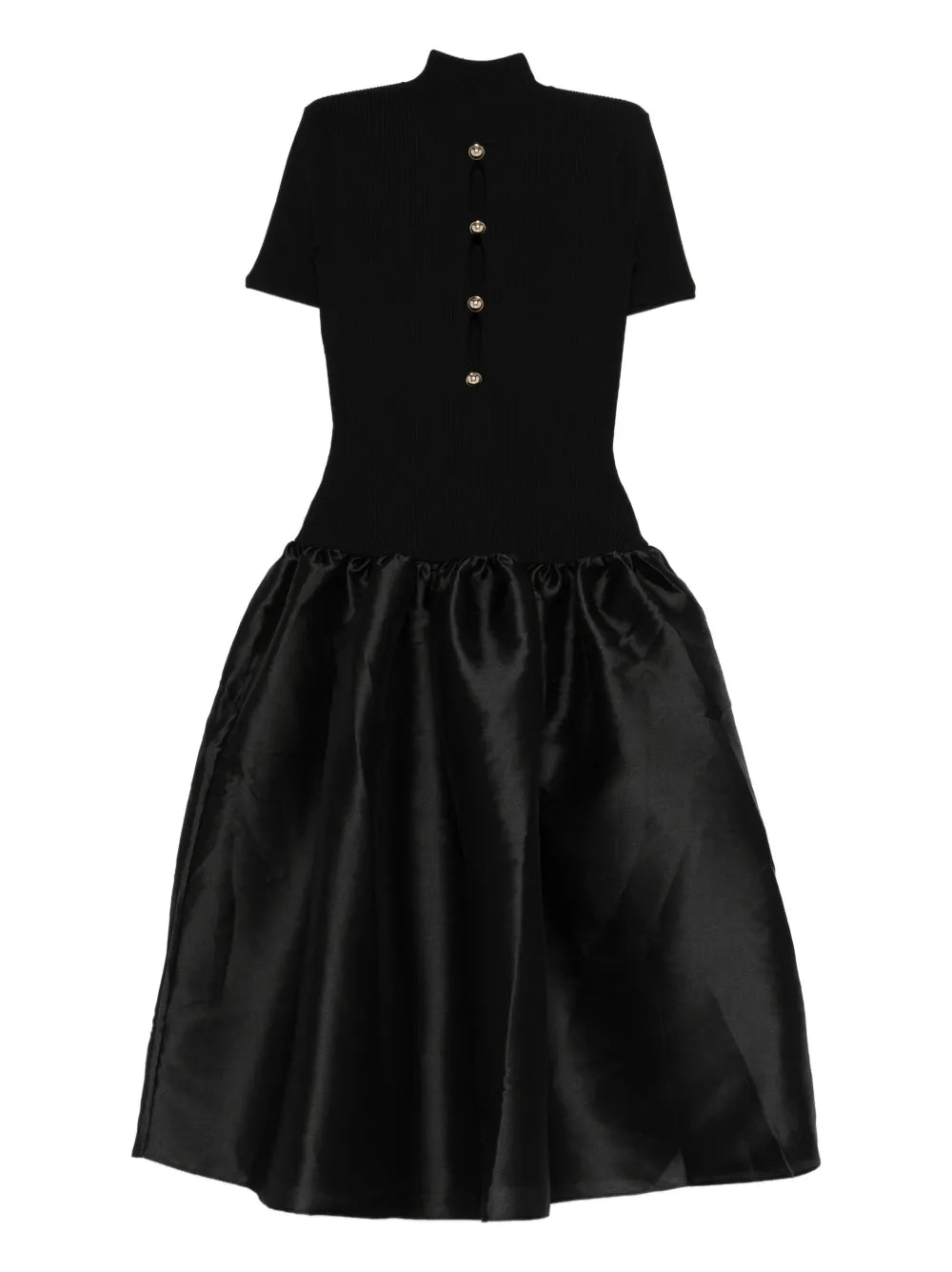 Self Portrait Button Detail Midi Dress — Black/ Gold — Size XS — Front View