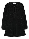 Self Portrait Sequin Bow Mini Dress — Black — Size XS — Front View