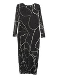 Pleats Please Issey Miyake Plisse Effect Midi Dress — Black — Size XS — Front View