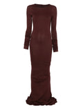 Rick Owens Drkshdw Long Sleeve Dress — Brown/ Red — Size XS — Front View