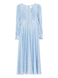 Posse Tillie Polka Dot V Neck Maxi Dress — Blue — Size XS — Front View
