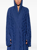 Harlienz Shawl Collar Patterned Maxi Dress — Blue/ Navy — Size XS — Front View