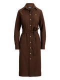 Polo Ralph Lauren Polo Pony Long Sleeved Dress — Dark Brown/ Brown/ Red — Size XS — Front View