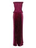 Lidee Maya Shirred Gown — Red — Size S — Front View
