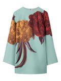 La Doublej Supremes Swing Floral Print Mini Dress — Blue — Size XS — Front View