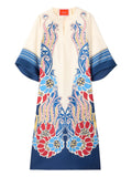 La Doublej The Kaftan Floral Midi Dress — Tan — Size S — Front View