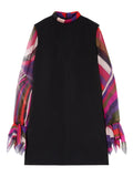 Pucci Contrast Sleeves Mini Dress — Black — Size S — Front View