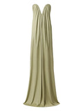 The New Arrivals Ilkyaz Ozel Olivienne Heart Neck Maxi Dress — Green — Size XS — Front View