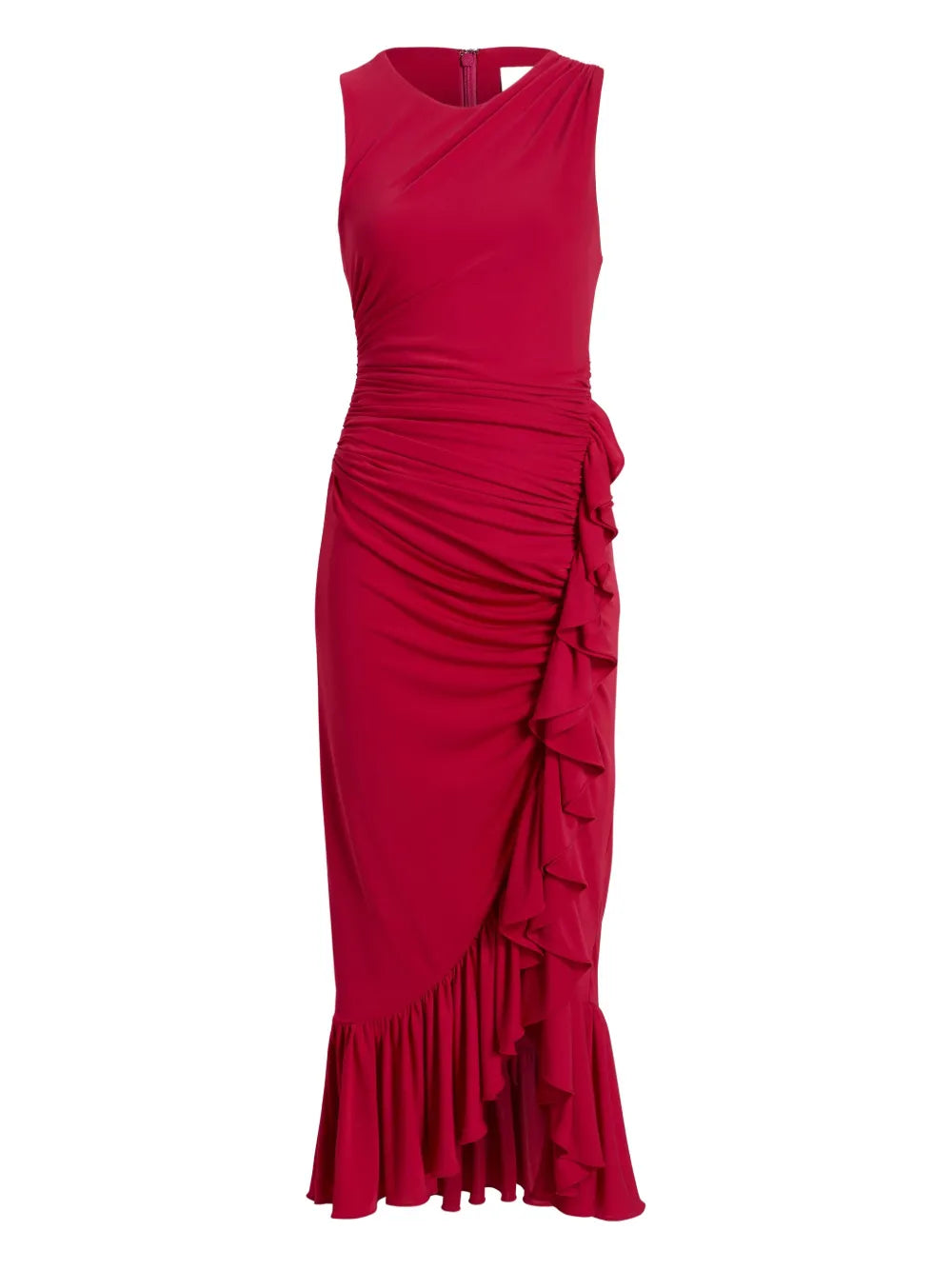 Cinq A Sept Fatima Ruffled Midi Dress — Red — Size XS — Front View