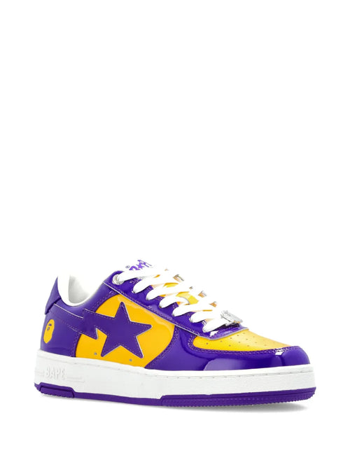 A Bathing Ape?Bape Sta Panelled Sneakers — Purple / Yellow — Size US M 3.5 - US W 5 — Side View
